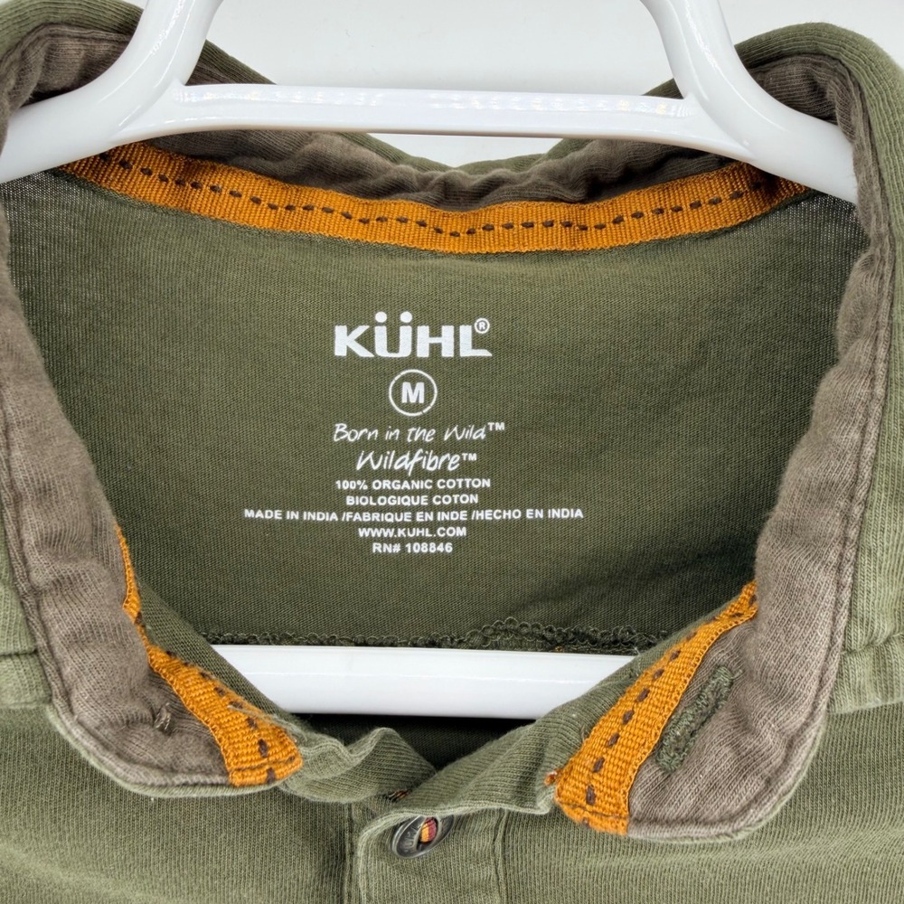 KUHL Wildfibre Polo Shirt Mens Medium Olive Green Organic Cotton Hiking 7242 - Picture 4 of 8